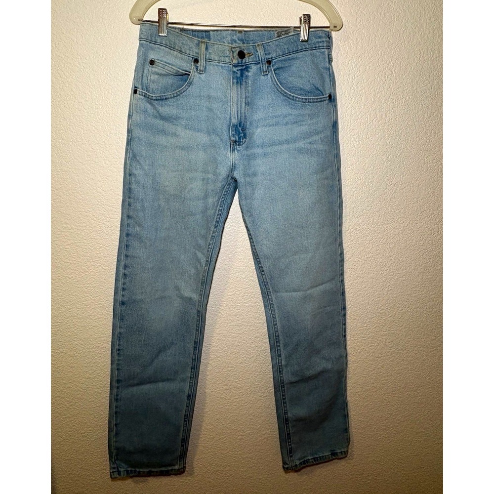 Wrangler Men's Straight Jeans Regular Fit Mid Rise Blue Light Wash Denim Pockets